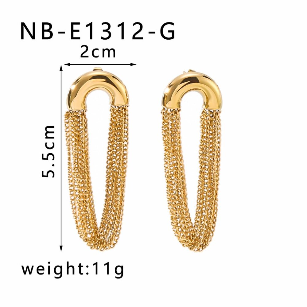 Modern Two-Tone Bohemian Chain Earrings (Stainless Steel)